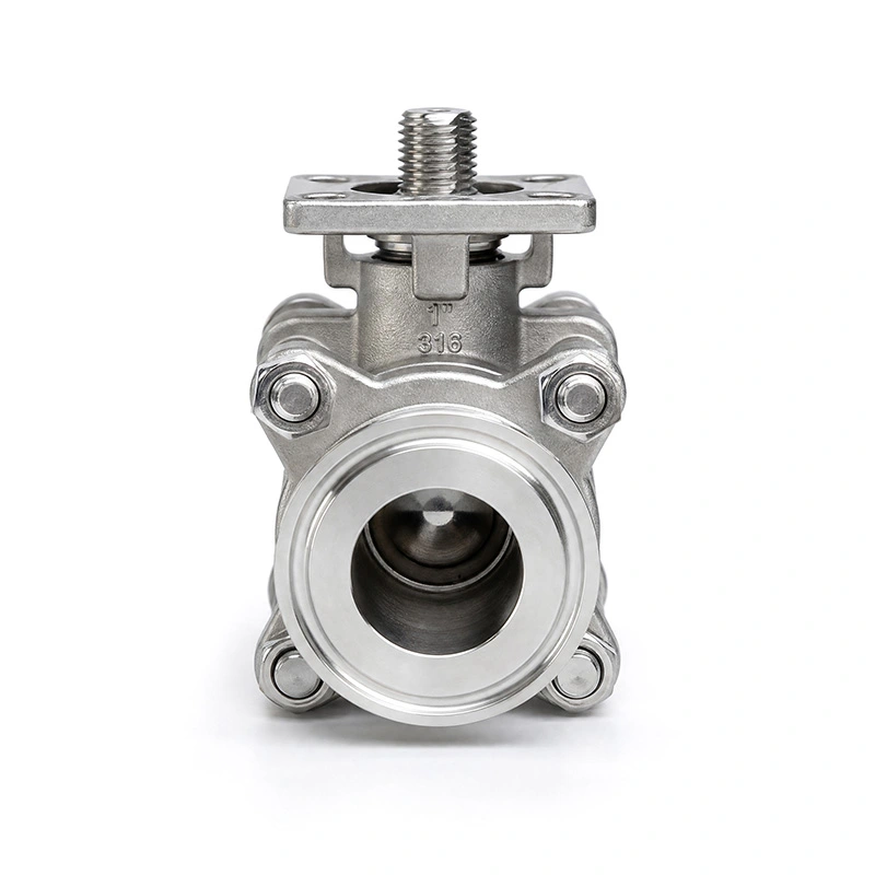 3PC helt inkapslad tri-clamp kulventil med ISO 5211 monteringsdyna